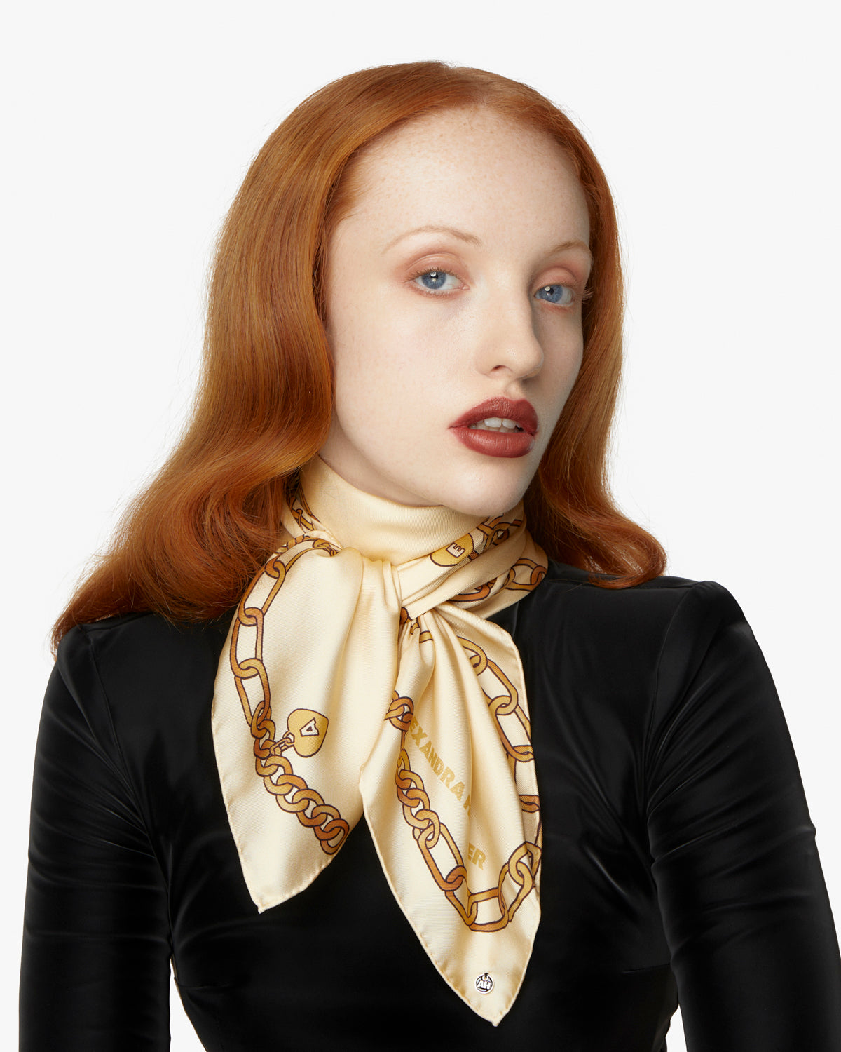 Chained Print Silk Scarf in Cream – Alexandra Harper Millinery London