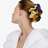 Flower Child Scrunchie in Black and Purple