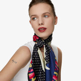 Flower Child Print Silk Scarf in Multicolour