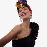 Flower Child Print Silk Scarf in Multicolour