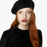 Tender Heart Wool Beret in Black