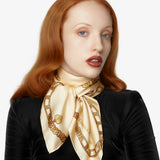 Chained Print Silk Scarf in Cream