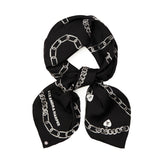 Chained Print Silk Scarf in Black