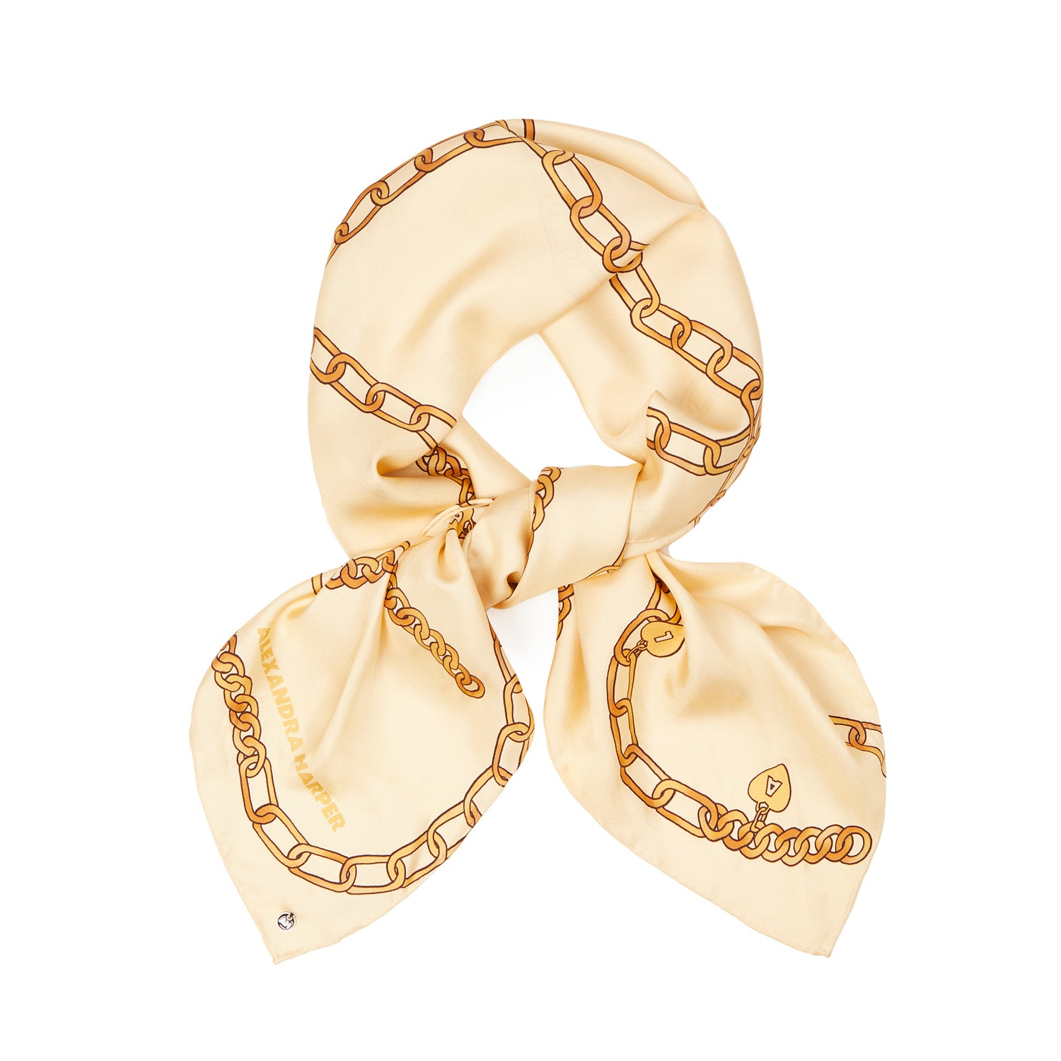 Chained Print Silk Scarf in Cream – Alexandra Harper Millinery London