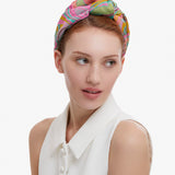 Have A Good Trip Knotted Headband in Pink and Green