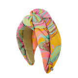 Have A Good Trip Knotted Headband in Pink and Green