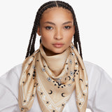 Bandana Print Silk Scarf in Cream