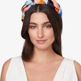 Symi Plaited Silk Headband in Blue and Orange