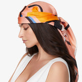 Symi Earth Print Silk Scarf in Orange