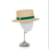 Flaneur Short Straw Boater with Green