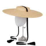 Syme Straw Platter Hat with Black