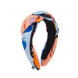 Symi Plaited Silk Headband in Blue and Orange