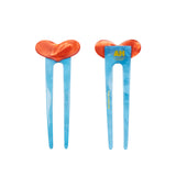 Adventurer French Hair Pin in Blue and Red