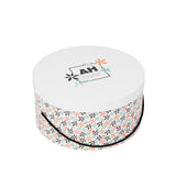 Medium Hat Box in White and AH Floral Print