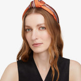 Straight and Narrow Knotted Headband in Orange and Burgundy