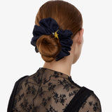 Born A Star Scrunchie in Navy Blue Silk with Charm