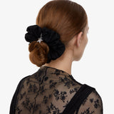 Born A Star Scrunchie in Black Silk with Charm