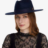 Wool Felt Fedora Hat in Navy