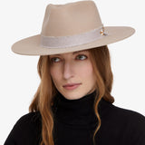 Wool Felt Fedora Hat in Taupe