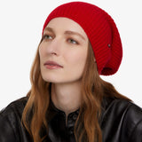 Cashmere Knitted Beanie Hat in Red