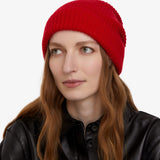 Cashmere Knitted Beanie Hat in Red