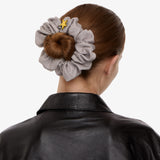 Born A Star Scrunchie in Taupe Silk with Charm