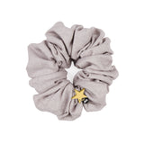 Born A Star Scrunchie in Taupe Silk with Charm