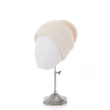 Cashmere Knitted Beanie Hat in Cream
