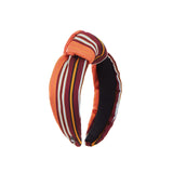 Straight and Narrow Knotted Headband in Orange and Burgundy