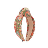 Pertinent Knotted Headband in Orange Paisley