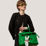 Lexy Bunny Bag Charm in White with Removable Mini Scrunchie in AH Floral Print