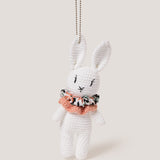 Lexy Bunny Bag Charm in White with Removable Mini Scrunchie in AH Floral Print