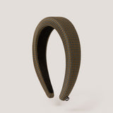 Makoto Padded Headband in Olive Houndstooth