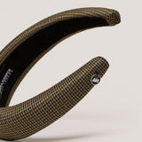 Makoto Padded Headband in Olive Houndstooth