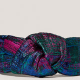 Hikaru Knotted Headband in Metallic Blue