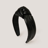 Leather Knotted Headband in Black