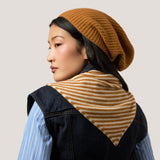 Cashmere Knitted Beanie Hat in Saffron Yellow