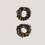 Mini Sister Leopar Pair of Mini Scrunchies in Taupe Leopard Print