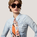 Cats by Cosmo Silk Ribbon Scarf in Orange and Pink
