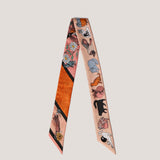 Cats by Cosmo Silk Ribbon Scarf in Orange and Pink