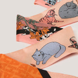 Cats by Cosmo Silk Ribbon Scarf in Orange and Pink