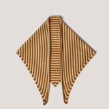 Cashmere Knitted Triangle Scarf in Saffron Yellow and Cream Stripe