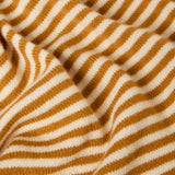 Cashmere Knitted Triangle Scarf in Saffron Yellow and Cream Stripe