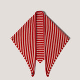 Cashmere Knitted Triangle Scarf in Red and Cream Stripe
