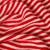 Cashmere Knitted Triangle Scarf in Red and Cream Stripe