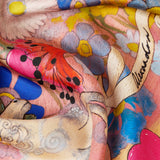 True Love Print Silk Scarf in Multicolour