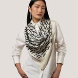 AH Signature Print Silk Scarf in Black and Greys