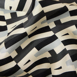 AH Signature Print Silk Scarf in Black and Greys