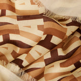 AH Signature Print Wool Blend Scarf in Brown