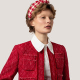 Seasonal Charm Knotted Headband in Red Houndstooth